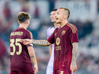 Angelino of AS Roma gestures during the UEFA Europa League 2024/25 League Phase MD1 match between AS Roma and Athletic Club at Stadio Olimpi...