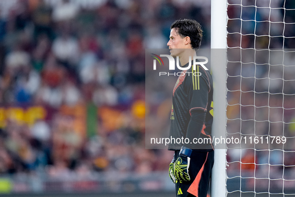 Mile Svilar of AS Roma looks on during the UEFA Europa League 2024/25 League Phase MD1 match between AS Roma and Athletic Club at Stadio Oli...