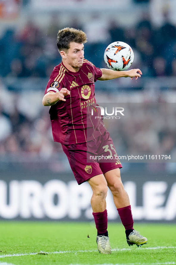 Tommaso Baldanzi of AS Roma during the UEFA Europa League 2024/25 League Phase MD1 match between AS Roma and Athletic Club at Stadio Olimpic...