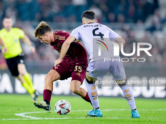 Tommaso Baldanzi of AS Roma and Aitor Paredes of Athletic Club compete for the ball during the UEFA Europa League 2024/25 League Phase MD1 m...