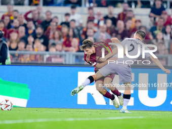 Tommaso Baldanzi of AS Roma and Andoni Gorosabel of Athletic Club compete for the ball during the UEFA Europa League 2024/25 League Phase MD...