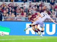 Tommaso Baldanzi of AS Roma and Andoni Gorosabel of Athletic Club compete for the ball during the UEFA Europa League 2024/25 League Phase MD...