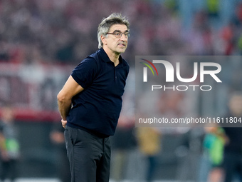 Ivan Juric head coach of AS Roma looks on during the UEFA Europa League 2024/25 League Phase MD1 match between AS Roma and Athletic Club at...