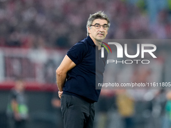 Ivan Juric head coach of AS Roma looks on during the UEFA Europa League 2024/25 League Phase MD1 match between AS Roma and Athletic Club at...