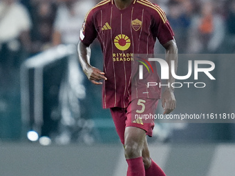 Evan Ndicka of AS Roma during the UEFA Europa League 2024/25 League Phase MD1 match between AS Roma and Athletic Club at Stadio Olimpico on...