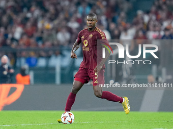 Evan Ndicka of AS Roma during the UEFA Europa League 2024/25 League Phase MD1 match between AS Roma and Athletic Club at Stadio Olimpico on...