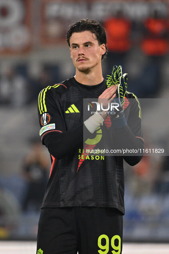 Mile Svilar of A.S. Roma during the UEFA Europa League 2024/25 League Phase MD1 match between A.S. Roma and Athletic Club Bilbao at Olympic...