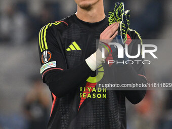 Mile Svilar of A.S. Roma during the UEFA Europa League 2024/25 League Phase MD1 match between A.S. Roma and Athletic Club Bilbao at Olympic...