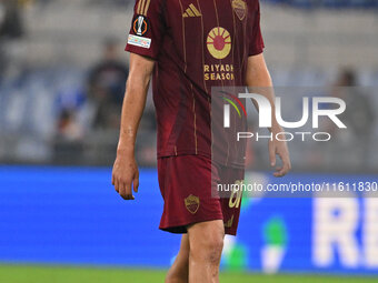 Niccolo Pisilli of A.S. Roma during the UEFA Europa League 2024/25 League Phase MD1 match between A.S. Roma and Athletic Club Bilbao at Olym...