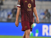 Niccolo Pisilli of A.S. Roma during the UEFA Europa League 2024/25 League Phase MD1 match between A.S. Roma and Athletic Club Bilbao at Olym...