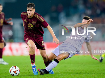 Ander Herrera of Athletic Club and Niccolo' Pisilli of AS Roma compete for the ball during the UEFA Europa League 2024/25 League Phase MD1 m...