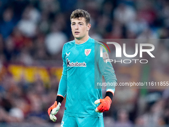 Julen Agirrezabala of Athletic Club looks on during the UEFA Europa League 2024/25 League Phase MD1 match between AS Roma and Athletic Club...