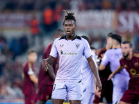 Nico Williams of Athletic Club looks on during the UEFA Europa League 2024/25 League Phase MD1 match between AS Roma and Athletic Club at St...