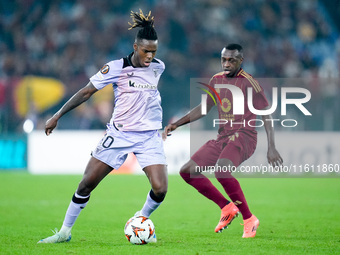 Nico Williams of Athletic Club during the UEFA Europa League 2024/25 League Phase MD1 match between AS Roma and Athletic Club at Stadio Olim...