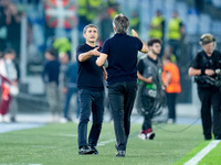 Ernesto Valverde head coach of Athletic Club greets Ivan Juric head coach of AS Roma during the UEFA Europa League 2024/25 League Phase MD1...