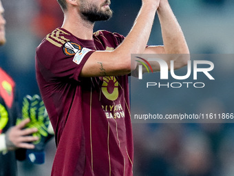 Bryan Cristante of AS Roma gestures during the UEFA Europa League 2024/25 League Phase MD1 match between AS Roma and Athletic Club at Stadio...