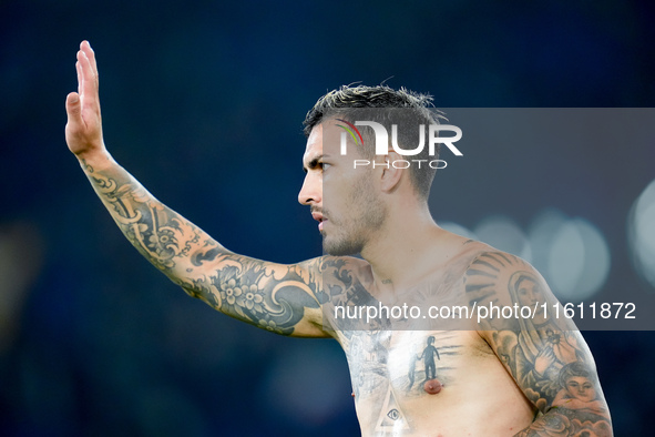 Leandro Paredes of AS Roma gestures during the UEFA Europa League 2024/25 League Phase MD1 match between AS Roma and Athletic Club at Stadio...