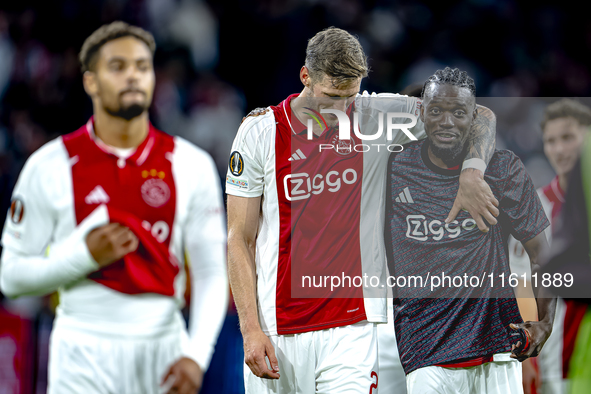 AFC Ajax Amsterdam forward Wout Weghorst and AFC Ajax Amsterdam forward Bertrand Traore during the match Ajax vs. Besiktas at the Johan Crui...