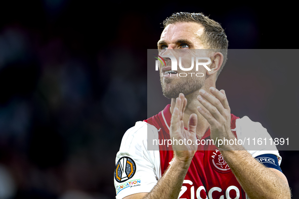 AFC Ajax Amsterdam midfielder Jordan Henderson during the match between Ajax and Besiktas at the Johan Cruijff ArenA for the UEFA Europa Lea...