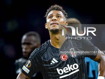 Besiktas JK defender Felix Uduokhai appears dejected after the lost game during the match between Ajax and Besiktas at the Johan Cruijff Are...