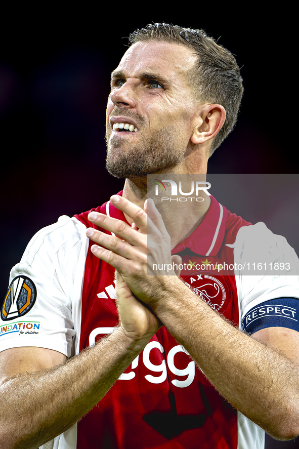 AFC Ajax Amsterdam midfielder Jordan Henderson during the match between Ajax and Besiktas at the Johan Cruijff ArenA for the UEFA Europa Lea...