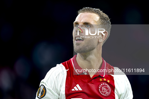 AFC Ajax Amsterdam midfielder Jordan Henderson during the match between Ajax and Besiktas at the Johan Cruijff ArenA for the UEFA Europa Lea...