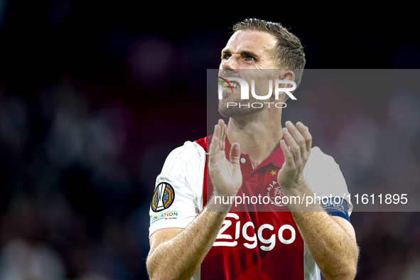 AFC Ajax Amsterdam midfielder Jordan Henderson during the match between Ajax and Besiktas at the Johan Cruijff ArenA for the UEFA Europa Lea...