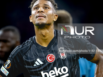 Besiktas JK defender Felix Uduokhai appears dejected after the lost game during the match between Ajax and Besiktas at the Johan Cruijff Are...