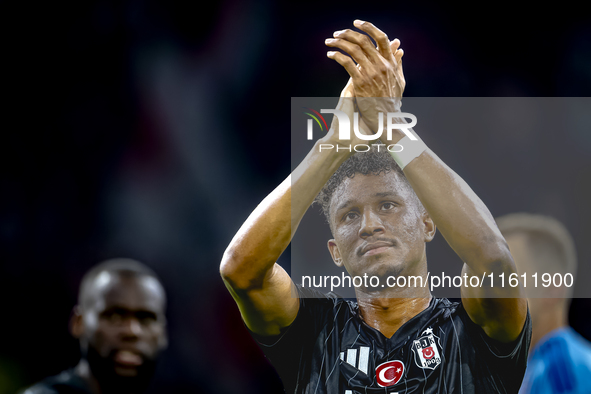 Besiktas JK defender Felix Uduokhai appears dejected after the lost game during the match between Ajax and Besiktas at the Johan Cruijff Are...