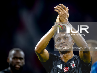 Besiktas JK defender Felix Uduokhai appears dejected after the lost game during the match between Ajax and Besiktas at the Johan Cruijff Are...