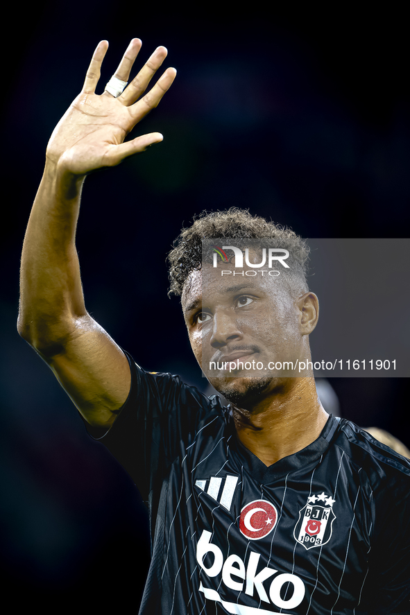 Besiktas JK defender Felix Uduokhai appears dejected after the lost game during the match between Ajax and Besiktas at the Johan Cruijff Are...