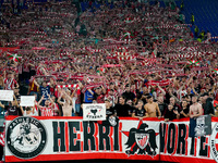 Supporters of Athletic Club during the UEFA Europa League 2024/25 League Phase MD1 match between AS Roma and Athletic Club at Stadio Olimpic...