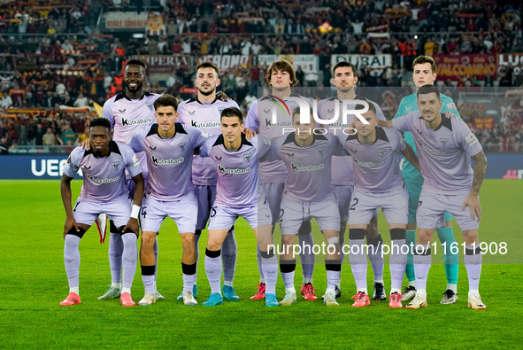 Athletic Club line up during the UEFA Europa League 2024/25 League Phase MD1 match between AS Roma and Athletic Club at Stadio Olimpico on S...