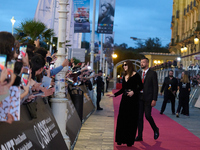 Monica Bellucci and Tim Burton attend the red carpet for Maria Callas during the 72nd San Sebastian International Film Festival in San Sebas...