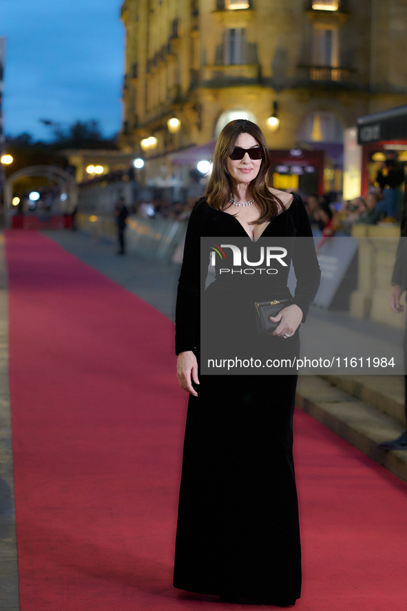 Monica Bellucci and Tim Burton attend the red carpet for Maria Callas during the 72nd San Sebastian International Film Festival in San Sebas...