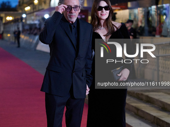 Monica Bellucci and Tim Burton attend the red carpet for Maria Callas during the 72nd San Sebastian International Film Festival in San Sebas...