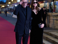 Monica Bellucci and Tim Burton attend the red carpet for Maria Callas during the 72nd San Sebastian International Film Festival in San Sebas...