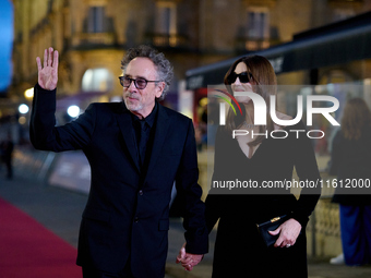 Monica Bellucci and Tim Burton attend the red carpet for Maria Callas during the 72nd San Sebastian International Film Festival in San Sebas...