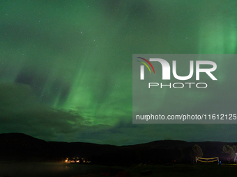 The Aurora Borealis, commonly known as the Northern Lights, are seen in the sky above Alta, Norway, on September 26, 2024. (