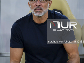 Anthony Patrick Hudson, head coach of Al Arabi SC, looks on before the Ooredoo Qatar Stars League 24/25 match between Al Rayyan SC and Al Ar...