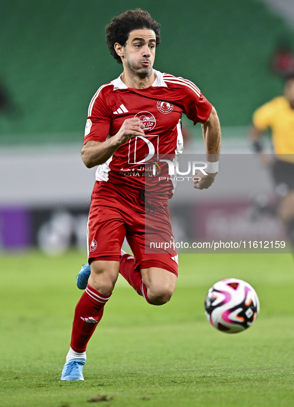 Ahmed Alaaeildin Abdelmotaal of Al Arabi SC plays in the Ooredoo Qatar Stars League 24/25 match between Al Rayyan SC and Al Arabi SC at Al T...