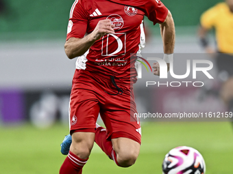 Ahmed Alaaeildin Abdelmotaal of Al Arabi SC plays in the Ooredoo Qatar Stars League 24/25 match between Al Rayyan SC and Al Arabi SC at Al T...