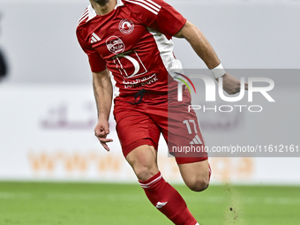 Ahmed Alaaeildin Abdelmotaal of Al Arabi SC plays in the Ooredoo Qatar Stars League 24/25 match between Al Rayyan SC and Al Arabi SC at Al T...