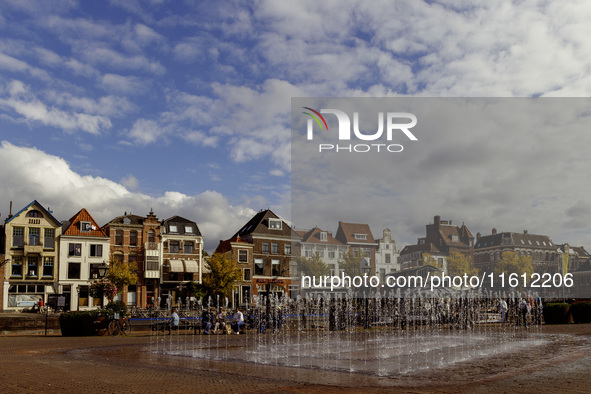 A general view of the Beestenmarkt square in Leiden, Netherlands, on September 16, 2024. 