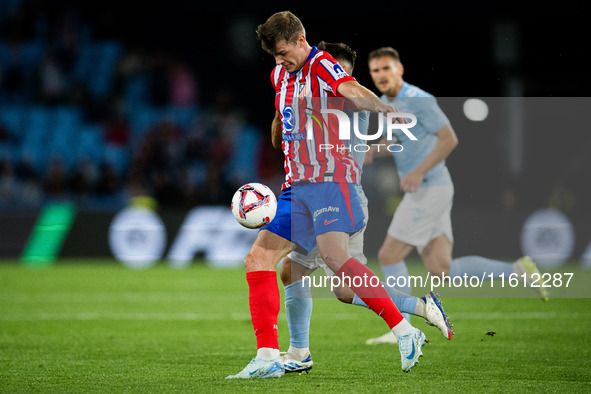 Alexander Sorloth of Atletico de Madrid controls the ball during the LaLIGA EA SPORTS match between RC Celta and Atletico de Madrid in Estad...