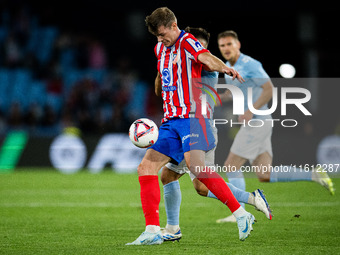 Alexander Sorloth of Atletico de Madrid controls the ball during the LaLIGA EA SPORTS match between RC Celta and Atletico de Madrid in Estad...