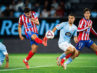 Julian Alvarez of Atletico de Madrid attempts a kick to score a goal during the LaLIGA EA SPORTS match between RC Celta and Atletico de Madr...