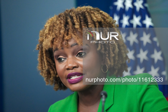 White House Press Secretary Karine Jean-Pierre addresses the press in Washington, D.C., United States, on September 26, 2024 