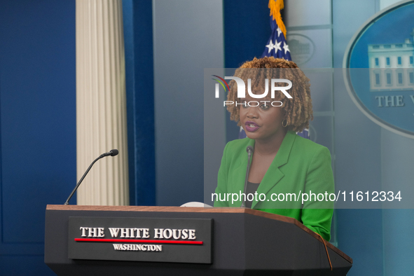 White House Press Secretary Karine Jean-Pierre addresses the press in Washington, D.C., United States, on September 26, 2024 