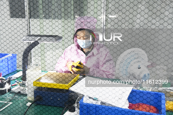 Workers at a liquid crystal display manufacturer work at Shanting Economic Development Zone in Zaozhuang, China, on September 25, 2024. 